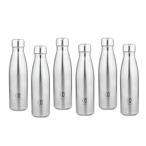 Image of Omichef Ozone Stainless Steel 1000ML Single Walled & Fridge Water Bottle Ideal For Yoga /Gym /Sports /Home /Office And BPA Free & Leak-Proof (Pack of 6)