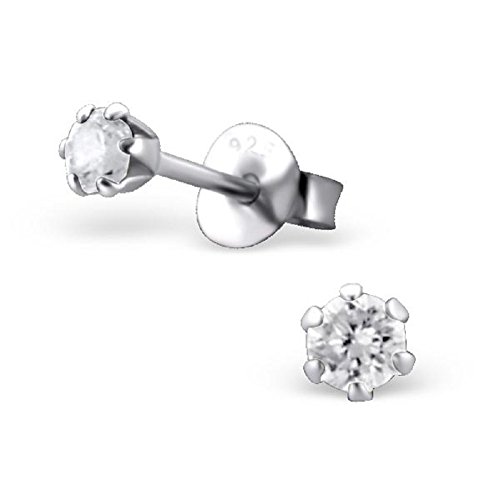 Preisvergleich Produktbild Laimons Damen-Ohrstecker rund glitzer weiß Sterling Silber 925