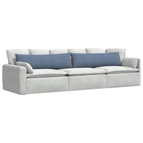Coussin en velours côtelé bleu 145x40 cm lavable pour soulager le dos