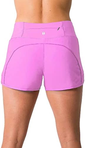 Tough Mode Womens 3" Lightweight Running WOD Volleyball Shorts Workout Mesh Liner Zip Pocket, Pink, M