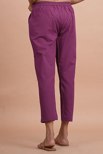 Image of Women's Cotton Ankle Fit Trouser Pants for Women & Girls | Women Regular Fit with Two Pocket Trouser for Office School Formal Casual Daily Use