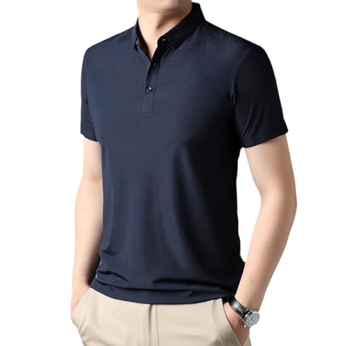 Polo bleu marine homme à col rabattu mode décontractée chic et tissu respirant