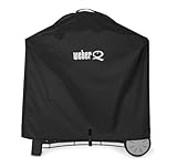 Weber Premium BBQ Cover/For Q 100/1000/200/2000 Barbecues with Stand or Portable Cart, Breathable Water-Resistant Fabric with UV Protection and Fastening Strap, Black, 25.5 x 6.6 x 18.5 cm - Image 4