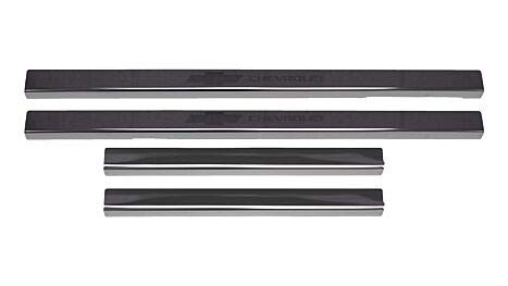 Putco Chevrolet Bowtie Licensed Black Stainless Steel Door Sills Kit - Fits Chevy Silverado 2019-2025 Double Cab Regular Cab