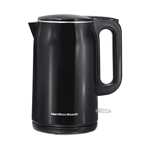 Hamilton Beach 1.6L Electric Tea Kettle, Hot Water Boiler & Heater with Cool-Touch Double Wall Stainless Steel Exterior, 1500W, Cordless, Auto-Shutoff and Boil-Dry Protection, Black (41032)