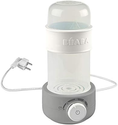 BEABA Baby Milk Bottle Warmer - 3 in 1 Bottle Warmer, steam sterlizer and Baby Food Heater, BPA & Lead Free - Grey