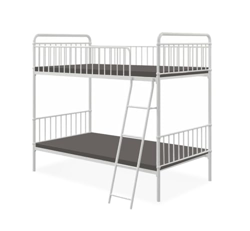 Image of APRODZ Marks Twin Bunk Bed (Foam Mattress-Metal - White Powder Coated)