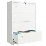 DEVAISE 4 Drawer Lateral File Cabinet with Lock, Metal Filing Cabinets for Home Office,...