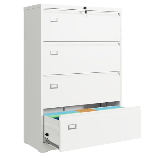 DEVAISE 4 Drawer Lateral File Cabinet with Lock, Metal Filing