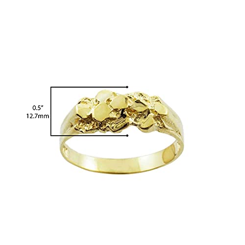 10K Yellow Gold Polished Nugget Style Statement Ring for Babies, Toddlers, and Children - Size3