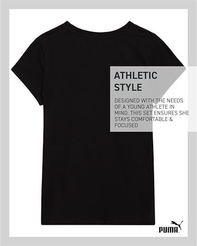 Image of PUMA Girls T-Shirt - Core Logo T-Shirt for Girls - Basic Athletic Crewneck Short Sleeve Tee (7-16)