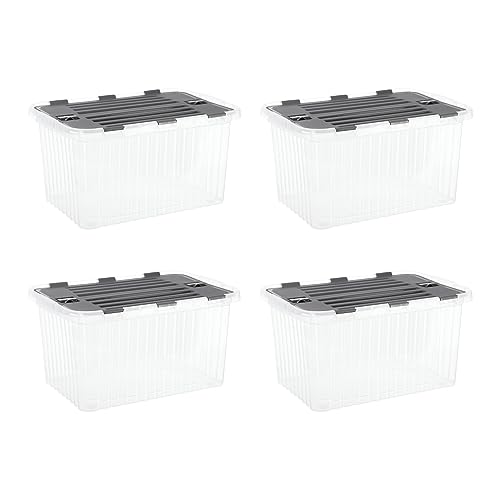 Image of Superio Storage Bins with Lids, Clear Plastic Containers for Organizing, Stackable Totes, BPA Free, Odor Free, Organizer Boxes for Home, and Dorm, 35 Quart (4 Pack, 20.25 inchx14 inchx10.5 inch)