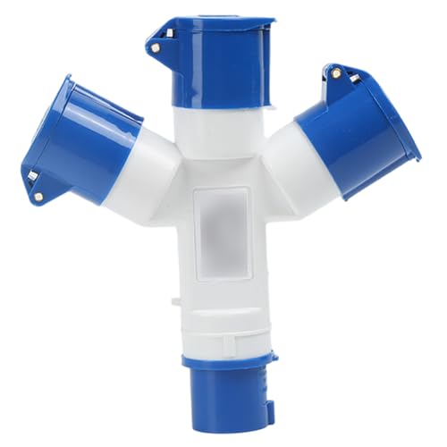 Electric Hook up for Camping, 16 Amp Socket Waterproof Bass 32/16amp Splitter Industrial 3 Way Caravan Electric Adapter for Caravans & Motorhomes, Camping Hook Up