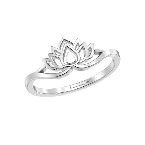 MARS CREATIONS Pure 925 Sterling Silver Lotus Flower Adjustable Band Ring Inspirational Jewelry Gift for Women Teens Girls (Silver) (B0D1KFKR1L) Amazon Price History, Amazon Price Tracker