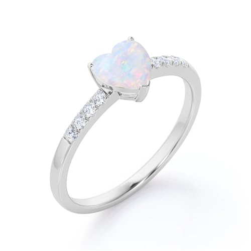 1 Carat Heart Shape Gemstone Ring S925 10k 14k 18k Opal/Emerald/Aquamarine Sapphire Ring with Moissanite Personalized Gemstone Engagement Promise Ring Free Engraving 26 Available3