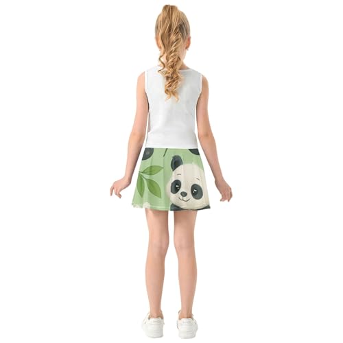 Athletic Shorts for Girls Skorts Toddler Tennis Skirts Cheer School Skirt Cute Cartoon Pandas Green 3t4