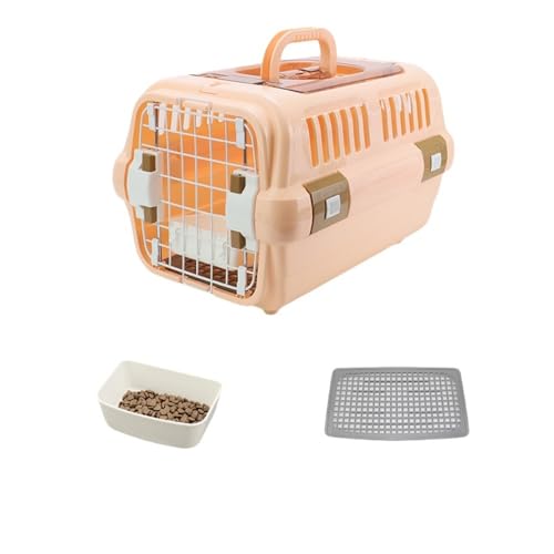 YAKINO ペット航空会社ボックスは猫を飛行機で輸送するために使用できます、ポータブル猫ケージ (オレンジ色,小号)