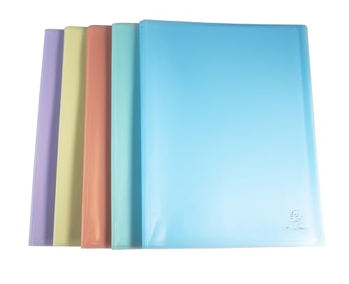 Exacompta - Réf. 88570E - Paquet de 5 protège-documents Chromaline Pastel - 50 pochettes cristal - 100 vues - pour A4 - dim 24x32 cm - couverture en polypro recyclé...