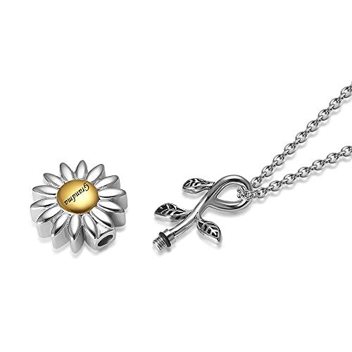 Sunflower Cremation Jewelry for Ashes for women Keepsake Stainless Steel Memorial Pendant Cremation Urn Necklace for Human Ashes4