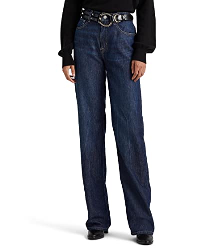 Lauren Ralph Lauren Womens High Rise Relaxed Straight Leg Jeans