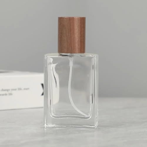 30/50ml Perfume Bottle Glass Refillable Perfume Atomizer Bottle with Beech Lid Large Capacity Cosmetic Container Travel (Coffee-30ml)3
