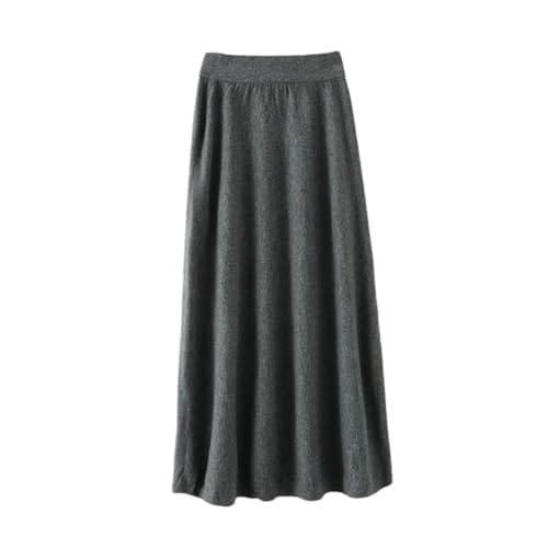 Women's High-Waisted Knit Skirt Solid Color A- Line Fall/Winter Loose-Fit Slimming Long Dress