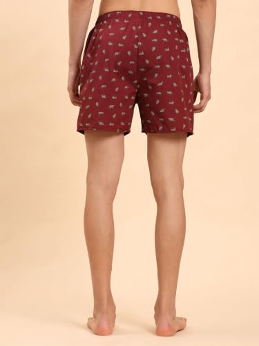 Image of B STORIES Bstories Men's Cotton Printed Boxer Shorts | Soft & Breathable Woven Cotton | Elastic Waist | Regular Fit | Comfortable Lounge & Sleepwear