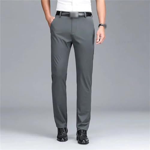 Kelsiop Spring High-Elastic Business Suit Trousers for Men Thickened Solid Color Straight Casual Formal Office Trousers4