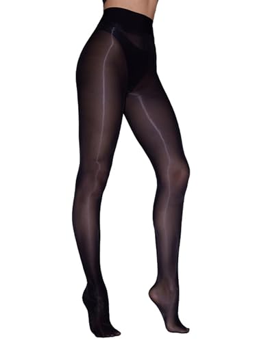 Women's Sexy Tights Shiny Sheer Control Top Footed Tights Silk Stockings 8D Shimmery High Waist Pantyhose