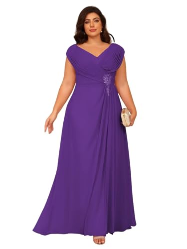Image of Clothfun Simple V Neck Mother of The Bride Dresses Lace Appliques Chiffon Sleeveless Mother of The Groom Dress CYN014