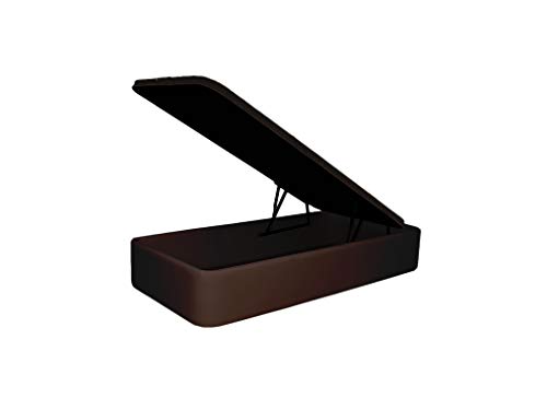 Canapé Tapizado en Polipiel, Acabado de Esquinas Redondas - Cabeceroscamas.com (Wengue, 90x190)