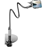 SAIJI 寝ながらスマホ スマホスタンド 土台強化 安定感ばっちり 寝ながらスマホタンド 360°角度調整可能 クランプ式 寝室，オフィス，キッチン，浴室，キャビネットに適用 iPhone 16 15 14 plus pro Switch/Kindleなど（3.5-6.5インチ）に対応 ブラック