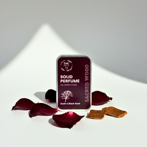 Image of Sacred Wood Solid Perfume | Alcohol Free Skin Safe Fragrance Balm | Beeswax Butter & Jojoba Oil | Men & Women | Pocket Travel Friendly | 10g | Sacred Wood | 1 Unit