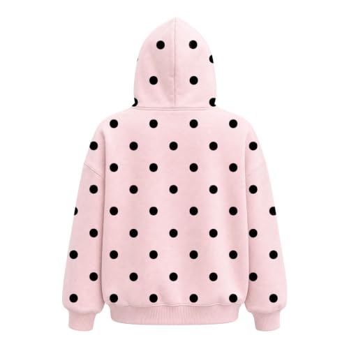 Polka Dot Hoodie Women Fall Oversized Sweatshirt With Pocket Front - image 7