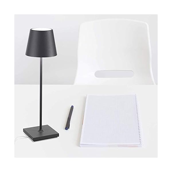 Zafferano Poldina-Wiederaufladbare LED-Tischleuchte, Dimmbar, Aluminiumgehäuse, Höhe 38 cm, Schutzart IP54, für den… – Bild 4