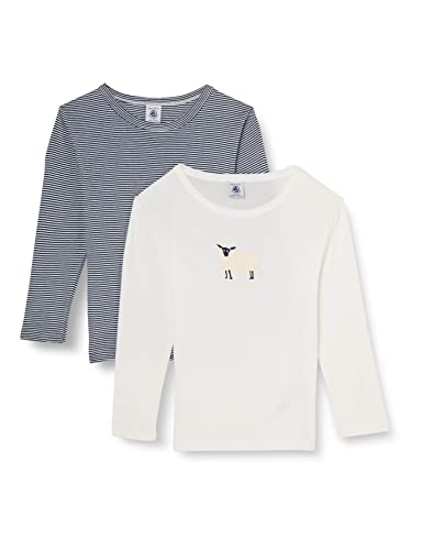 Petit Bateau Jungen A05LU T-Shirt, Medieval/Marshmallow + Marshmallow, 4 Jahre (2er Pack) Cover
