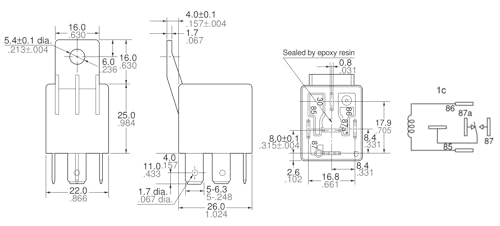 Relé ACB13402 conmutador electromecánico 24V de 5 pines 2
