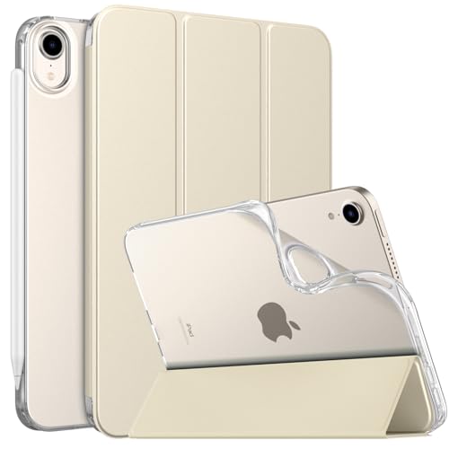 MoKo Coque Compatible New iPad Mini 7(A17 Pro) 2024, Etui pour iPad Mini 6ème Gén 2021 (8,3 Pouces), Étui pour iPad Mini 6, Housse Arrière Translucide en...