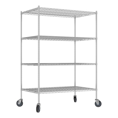 QUIET BOOK Commercial NSF Listed Chrome Mobile Wire Shelving Kit 30