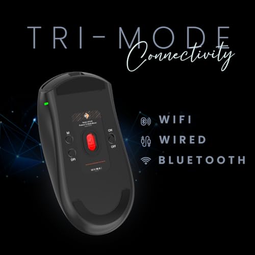 Image of Cosmic Byte Atlas Tri-Mode Gaming Mouse with 12000 DPI PixArt PAW3311 Sensor, 1000Hz Polling Rate, 57g Lightweight, PTFE Feet, Paracord Cable, 20M Clicks, 500mAh Battery (Black)