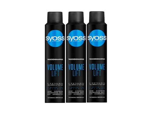 Syoss Trocken-Shampoo Volume Lift (3x 200 ml), Trockenshampoo für voluminöses Haarstyling, Trockenshampoo ohne Rückstände für extra Frische ohne Haarewaschen