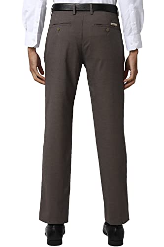 Image of Peter England Men's Slim Fit Formal Trousers (PTF1021701833 Mediumbrown with brown 34W x 33L)