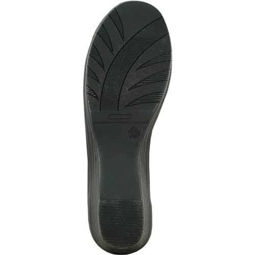 Image of KOZI Women Comfort Casual Wedge Shoe Slip-On Loafer ML Collection Round Toe Penny Loafer Removable Insole Black Champagne