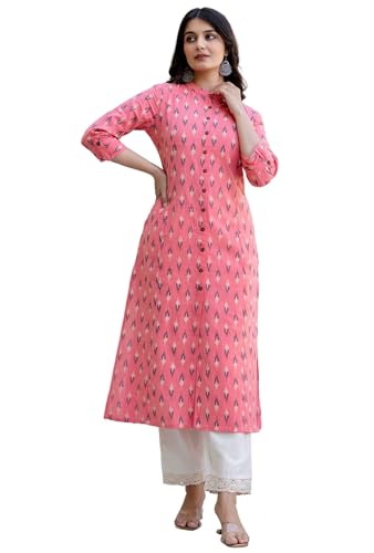 Image of Pistaa's Women Printed Mandarin A-Line Cotton Kurta With Palazzos