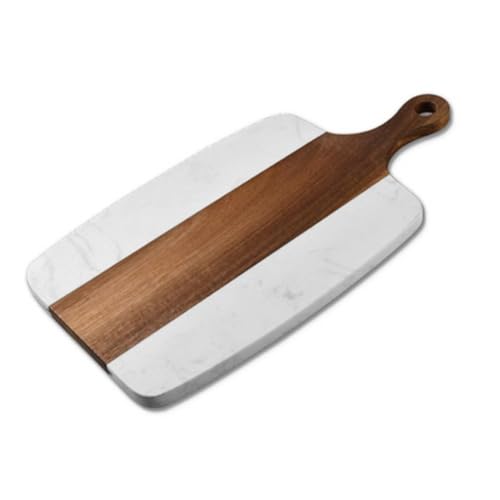 Helilyco Tabla de queso y charcutería 2 en 1 de mármol y madera para cortar, preparar y presentar carnes, queso, frutas, verduras