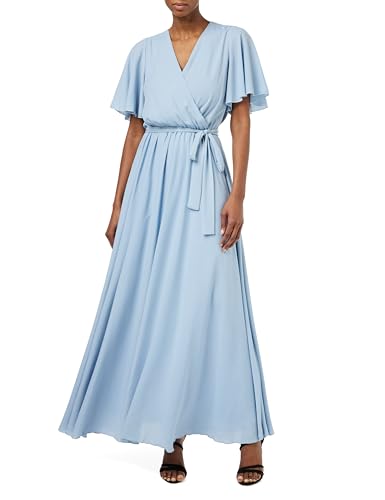 Gina Bacconi Vestido Largo con Manga de Capa cóctel, Azul Claro, M para Mujer