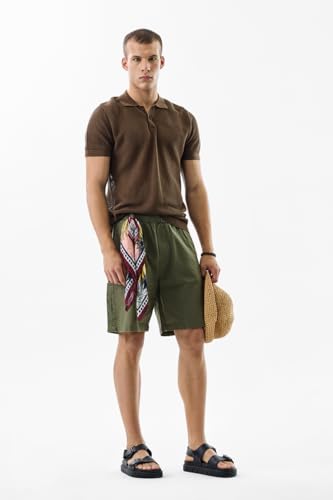 Image of SNITCH Men Casual Shorts | Regular Fit Mid Rise Solid Pattern | 100% Cotton Smooth Texture with Drawstring Closure & Elastic Waistband for Summer & Club Wear