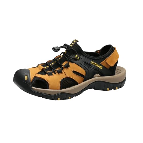 Summer casual cowhide toe cap anti collision and durable plus size men sports and leisure beach sandals