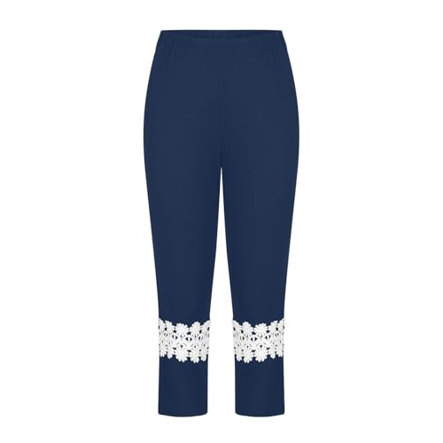 Girls Cotton 𝐂apri Leggings with Lace Trim Soft Stretchy Summer Pants for Kids Summer Leggings 3/4 Half Trousers4