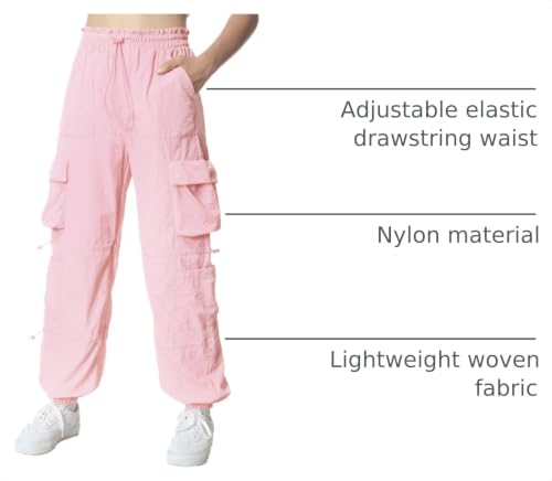 Image of EXARUS Girls Parachute Pants Cargo Hip Hop Wide Leg Baggy Y2K Teen